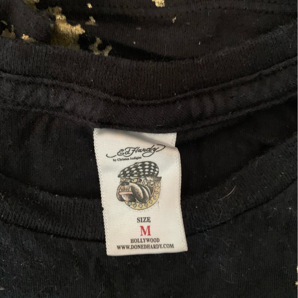 VINTAGE ED HARDY TSHIRT / size medium / skull & butterfly / short sleeve tunic - Picture 2 of 10
